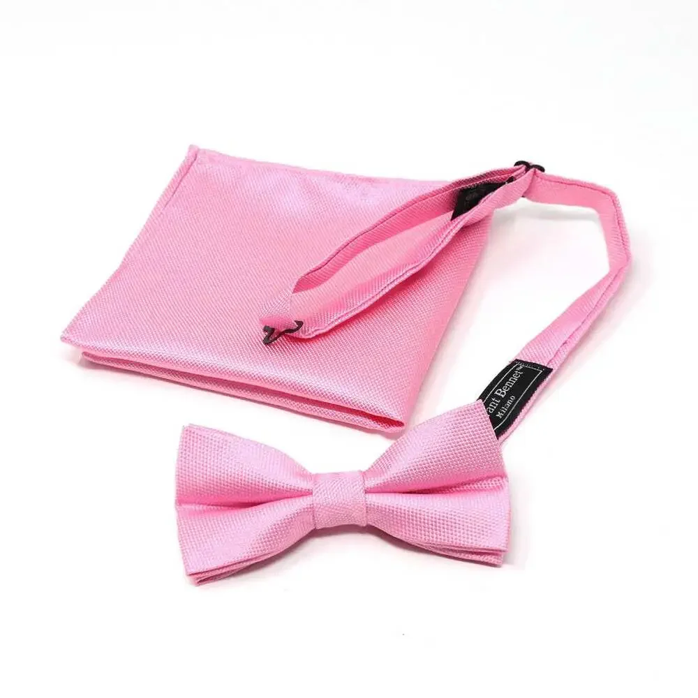 Selini New York - Poly Woven Men's Banded Bow Tie and Hanky Set - BTH6308